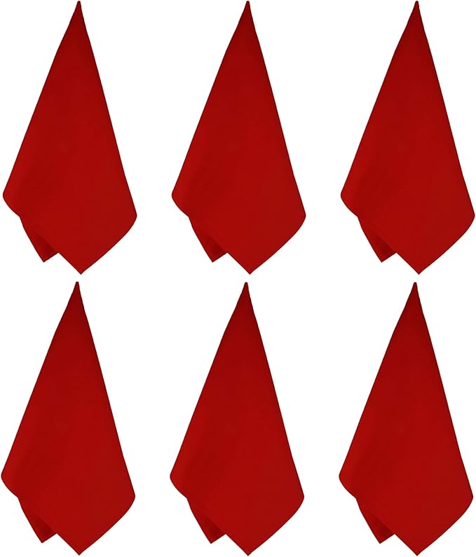 DG Collections 100% Cotton Flour Sack Towels – 12 Pack, 27x27 Inches, Red, Lint-Free, Pre-Washed, Hemmed Edges – Reusable Kitchen Towels for Cleaning, Embroidery, Printing & Crafts - Red