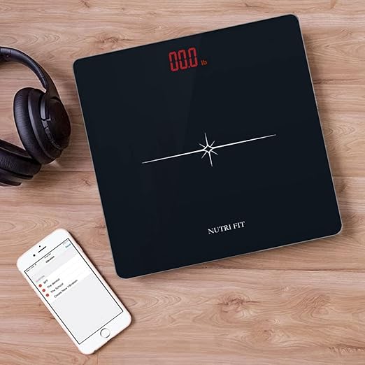 NUTRI FIT Digital Scale for Body Weight, Precision Bathroom Weighing Scale Step-On Technology High Capacity - 330 lb, LED Display with High Precision Measurements, Black