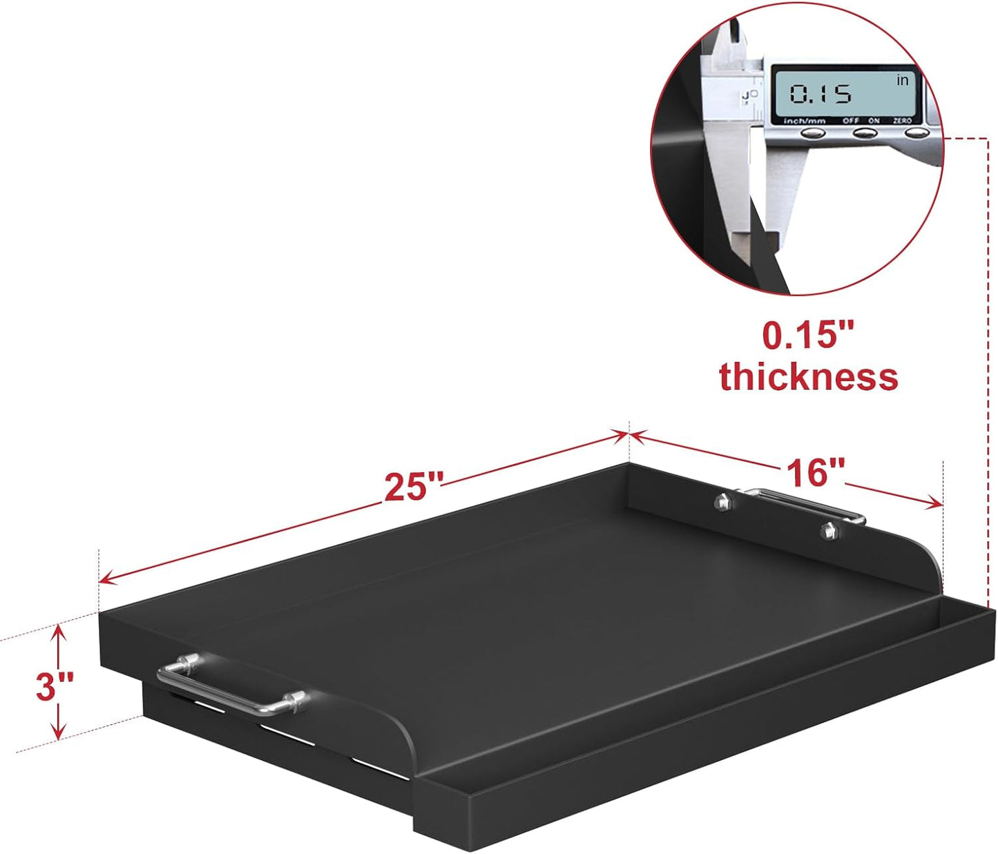 Griddle for Gas Grill, 25" x 16" Flat Top Grill Plate for BBQ Gas Stove Charcoal, Nonstick Coating Cooking Flat Top Griddle Plate Insert for Camping Tailgating