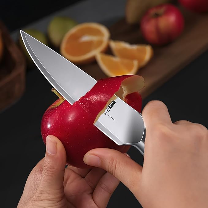 SHAN ZU Paring Knife 3.75 Inch, High Carbon Japanese 10Cr15Mov Stainless Steel Kitchen Professional Ultra Sharp Japanese Knife with Ergonomic Pakkawood Handle