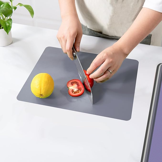 WK Small Flexible Plastic Cutting Boards for Kitchen Set of 3, Non Slip Cutting Mats for Meat, Mini Cutting Board Mats, BPA Free, Dishwasher Safe, 7.3x11.5"