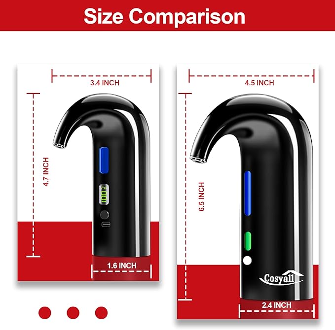 Electric Wine Aerator, One-Touch Automatic Wine Decanter for Red & White Wine, Wine Dispenser, Wine Pourer, Wine Gifts for Wine Lovers (Black)