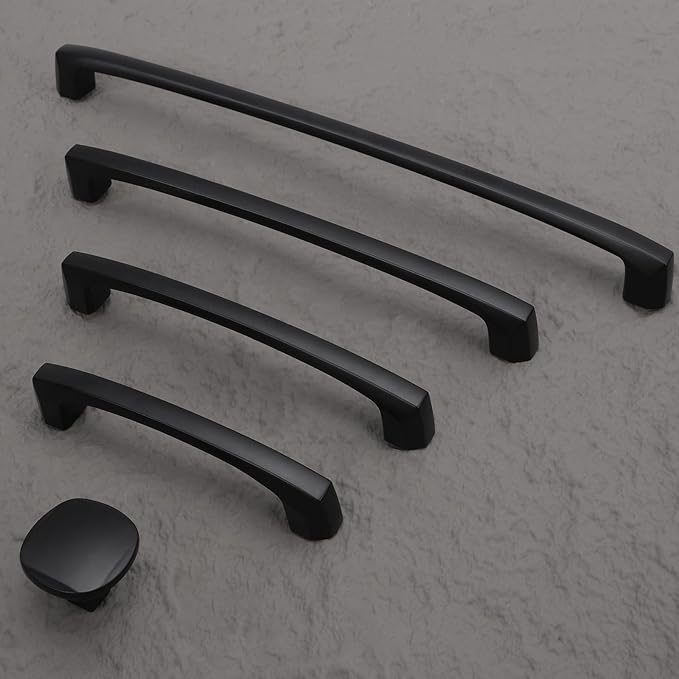 6 Pack 10 Inch(254mm) Kitchen Cabinet Handles Matte Black Cabinet Pulls Zinc Alloy Drawer Pulls Solid Kitchen Hardware