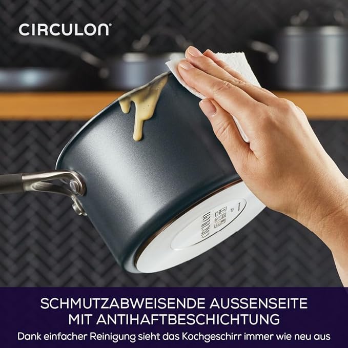 Circulon A1 Series with ScratchDefense Technology Nonstick Induction Straining Sauce Pan with Lid, 2 Quart, Graphite