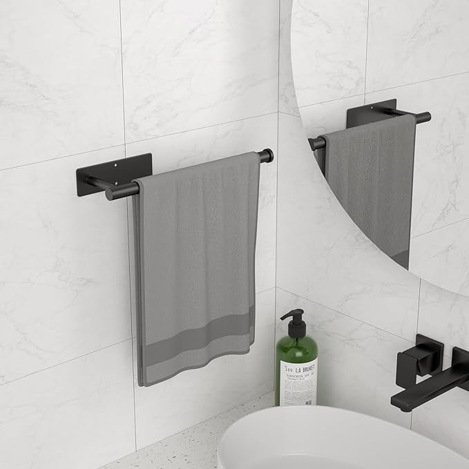 Paper Towel Holder Under Cabinet, Self-Adhesive,No Drilling, Stainless Steel, Wall-Mounted for Kitchen and Bathroom, Easy Install, Durable, Space-Saving, Ideal for Home, RV (Black, 2 Pack)