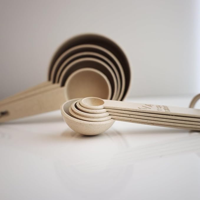 Beille 7pc Wheat Straw Complete Kitchen Utensils Set, Cream