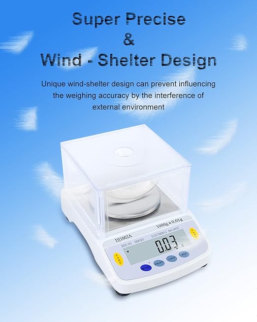 Precision Lab Scale 1000gx0.01 Gram Resolution, 10mg LCD Lab Analytical Scale/Kitchen Scale/Medicine Scale/Industrial Scale/Gold Scales(Support Printing)