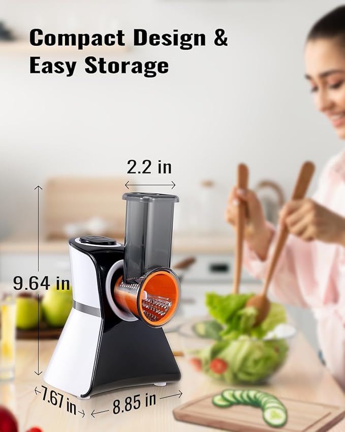 Electric Cheese Grater Salad Shooter,5-In-1 Electric Slicer For Home Kitchen,One-Touch Easy Control,With Safety Push Bar Cheese Grater Electric For Zucchini,Cheese,Vegetables And Smoothie