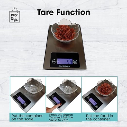 BUY IN WEB USA Large Food Scale, 22 lb (10 kg) Stainless Steel Digital Kitchen Scale for Grams and Ounces, for Dieting, Baking, Cooking, Large LCD Display