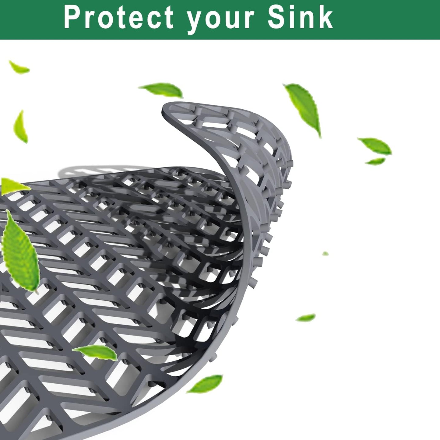 GUUKIN Sink Protectors for Kitchen Sink - 28.4"x 15.2" Silicone Kitchen Sink Mat Grid for Bottom of Farmhouse Stainless Steel Porcelain Sink with Rear Drain(Grey), 2815B