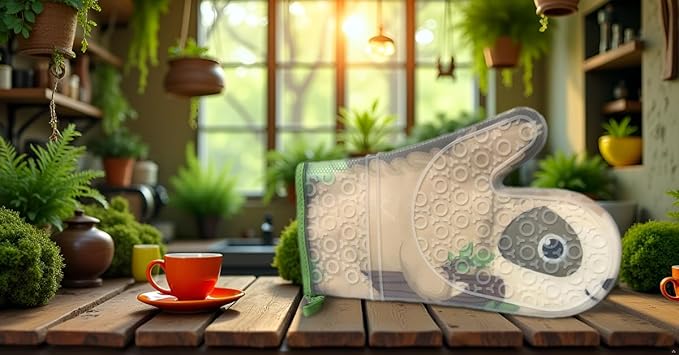 Sloth Oven Mitt Silicone Heat Resistant Glove - Chillin' Charlie Funny Animal Kitchen Accessories for Baking, Cooking & Gifts - Cute Sloth Kitchen Gadget with Fabric Lining