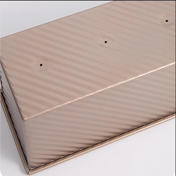 Pullman Loaf Pan with Lid, 2.2 lb Dough Capacity Bakeware for Baking Bread, Carbon Steel Corrugated Bread Toast Mold with Cover