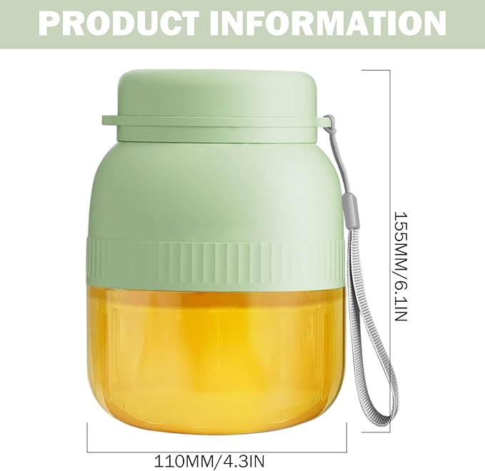 Portable Blender, 500ml Rechargeable Portable Juicer with Dual Lids & Straw Leakproof 10-Blade Electric Blender for Juicing, Complementary Food, Grinding, Ice