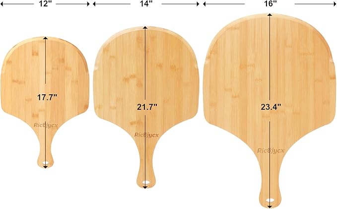 2 Pack Natural Bamboo Pizza Peel 16 inch, Wood Pizza Paddle, Cutting Board with Handle for Pizza, Bread, Cheese, Vegetable, Fruits
