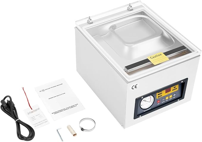 Chamber Vacuum Sealer, 110V 120W Commercial Kitchen Food Chamber Vacuum Sealer, Min ≤1KPa Pressure, Adjustable Sealing Temperatures, Stainless Steel Packaging Machine W/Automatic Control(DZ-260S)