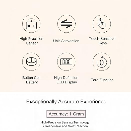 Digital Kitchen Scale, Food Scale with Tempered Glass, Grams and Ounces, 1g High Accuracy for Baking, Cooking, Food (Black Glass)