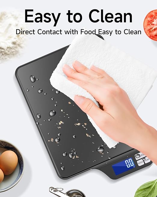 Large 5kg/11lb Kitchen Scale with 0.1g/0.01oz High Precision, USB Rechargeable Food Scale, Stainless Steel Pan, with Tare Function,for Baking Cooking Coffee Package Postage