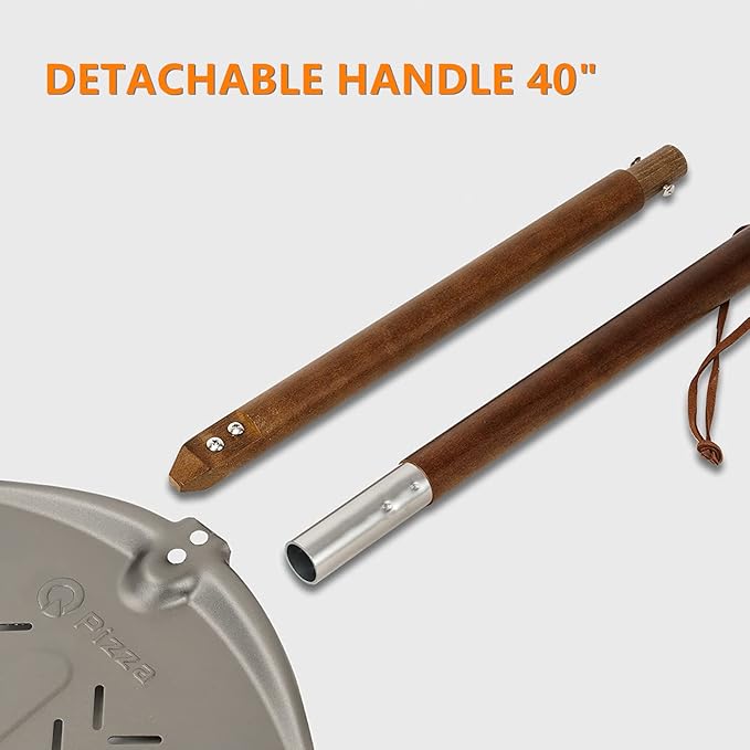 Q Pizza Perforated Aluminium 12x14in Round Pizza Peel, Gold, Aluminum, Non-Stick, Easy to Clean, Suitable for All Occasions