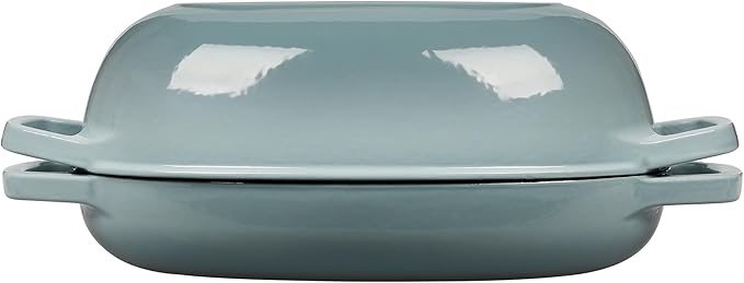 Enameled Cast Iron Oval Dutch Oven Pot with Lid, Dutch Oven for Sourdough Bread Baking, Oval Bread Pan, 5qt, Seasalt