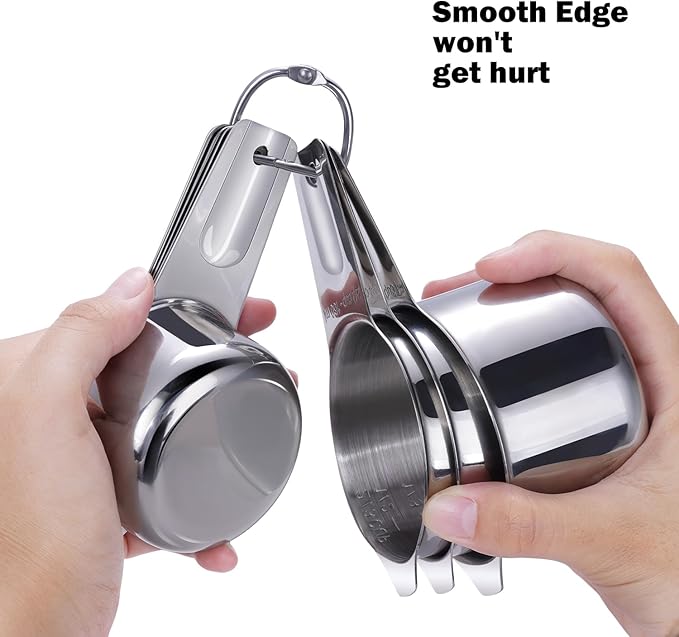 Measuring Cups, AMOHEE 7PCS Stainless Steel Measuring Cups with a Storage Bag for Cooking & Baking, Dishwasher Safe