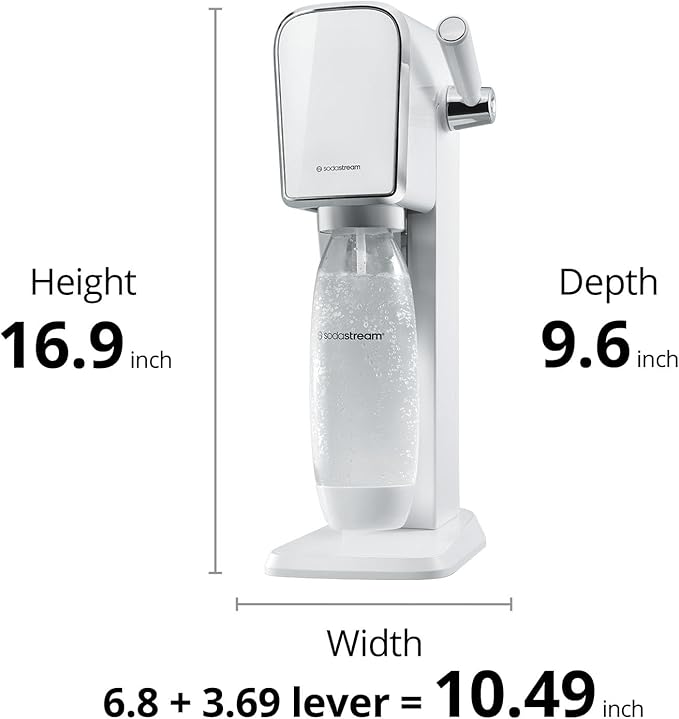 SodaStream - ART Sparkling Water Maker | VALUE BUNDLE | CQC CO2 system | Includes 2x CO2 Cylinders, 2x 32 Fl Oz Dishwasher Safe Bottles, 2x Bubly Flavor Drops | Combine with Pepsi Flavors | White