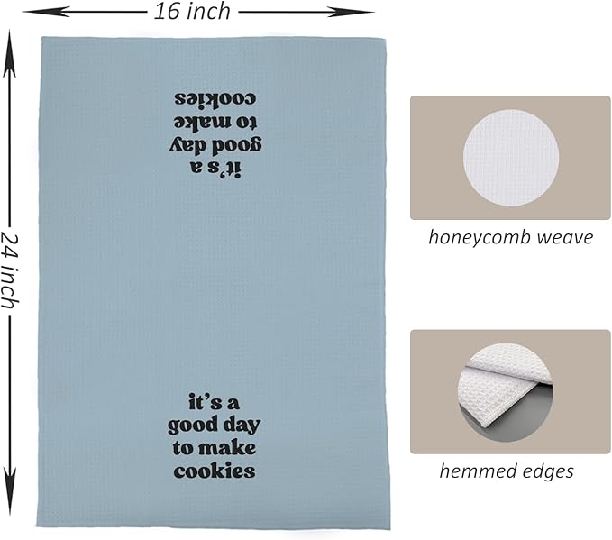 Baking Towels, Tea Towels for Baking, Gifts for Bakers Cookie Lovers Cooks, Baking Gifts for Women Bakers, It's a Good Day to Make Cookies Kitchen Towels, 16x24 (12)