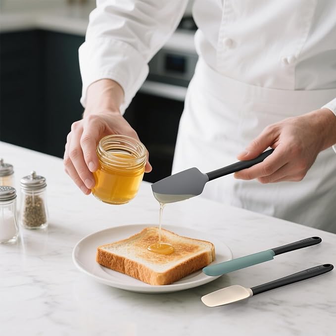 Coukre Silicone Spatula Set of 5,High Heat Resistant, Food Grade Silicone, Upgraded Extended Reinforced Handle,Dishwasher Safe, for Baking, Cooking (Pure Colorful A, Solid color)