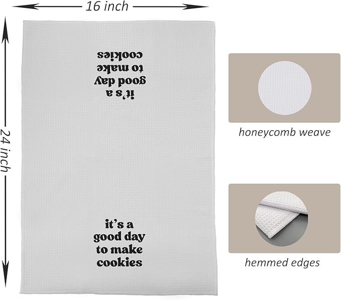 Baking Towels, Tea Towels for Baking, Gifts for Bakers, Cookie Lovers, Cooks, 16x24 (08)