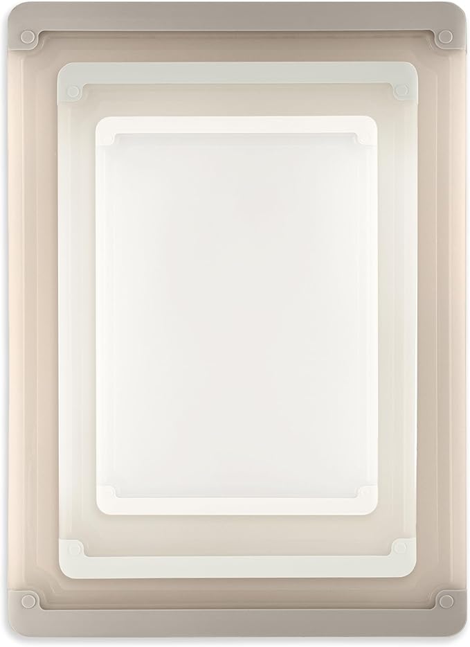 COOK WITH COLOR Extra Large Cutting Board Set, Jumbo-Sized Boards with Rubber Border for Enhanced Cooking Experience, 3-Piece, Brown