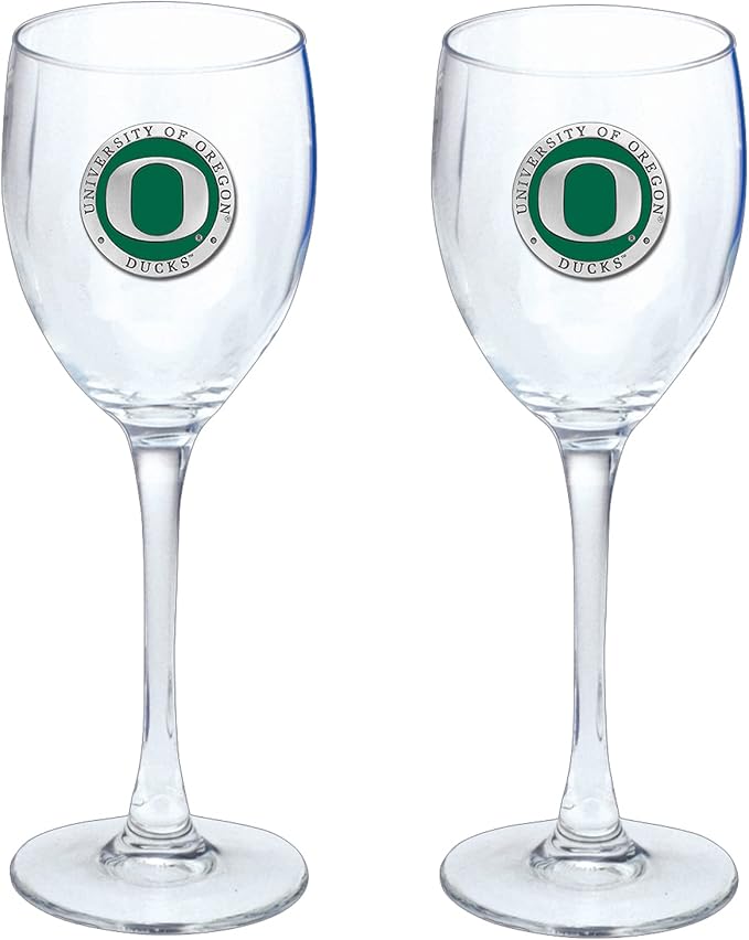 Heritage Pewter Oregon Ducks Glass Goblets β Set of 2 | 12 OZ Goblet Wine Glasses | Expertly Crafted Pewter Glass