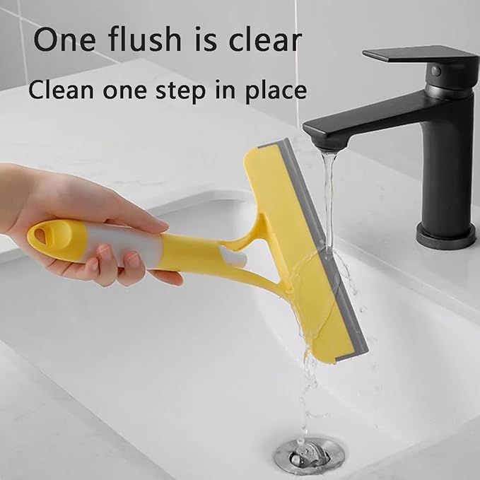 2Pcs 3 in 1 Window Cleaning Scraper, 2025 New 3 in 1 Spray Squeegee,All Purpose Window Cleaner Squeegee, for Car, Home, Kitchen Window (White+Yellow)