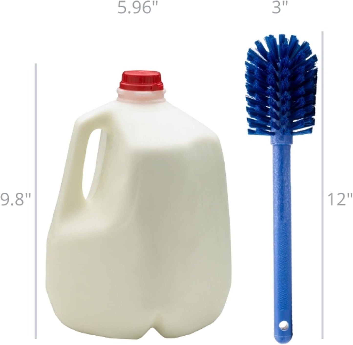 SPARTA Large Water Bottle Brush Ideal for Wide-Mouth Jars, Bottles and Tumblers, Dishwashing Tool with Handle for Home and Commercial Kitchens, Plastic, 12 Inches, White, (Pack of 6)