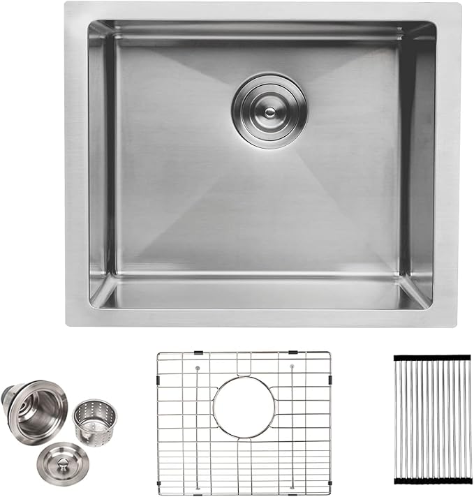 Lordear Bar Sink Undermount 21 inch Bar Prep Kitchen Sink 16 Gauge Stainless Steel Single Bowl Kitchen Sink Basin 21" x 18" Handmade