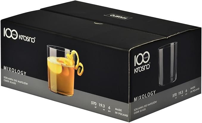Krosno Mixology Cider Glasses, 16.9 oz Set of 6, Quality Glass, Elegant and Modern Design, Ideal for Cider, Beer, Cocktails, Made in Europe