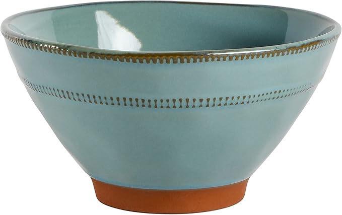 Gibson Elite Terranea Round Reactive Glaze Terra Cotta Dinnerware Set, Service for Four (12pcs), Teal
