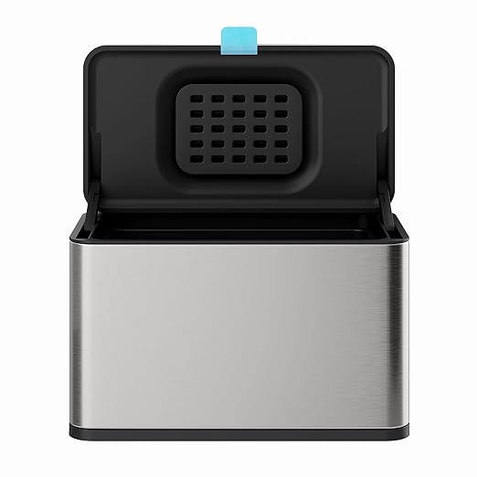 Stainless Steel Hanging Trash Can with Lid and Inner Bucket, 1 Gallon Kitchen Compost Bin for Counter Top, Under Sink or Wall Mount, Small Garbage Can for Cupboard/Bathroom/Bedroom/RV