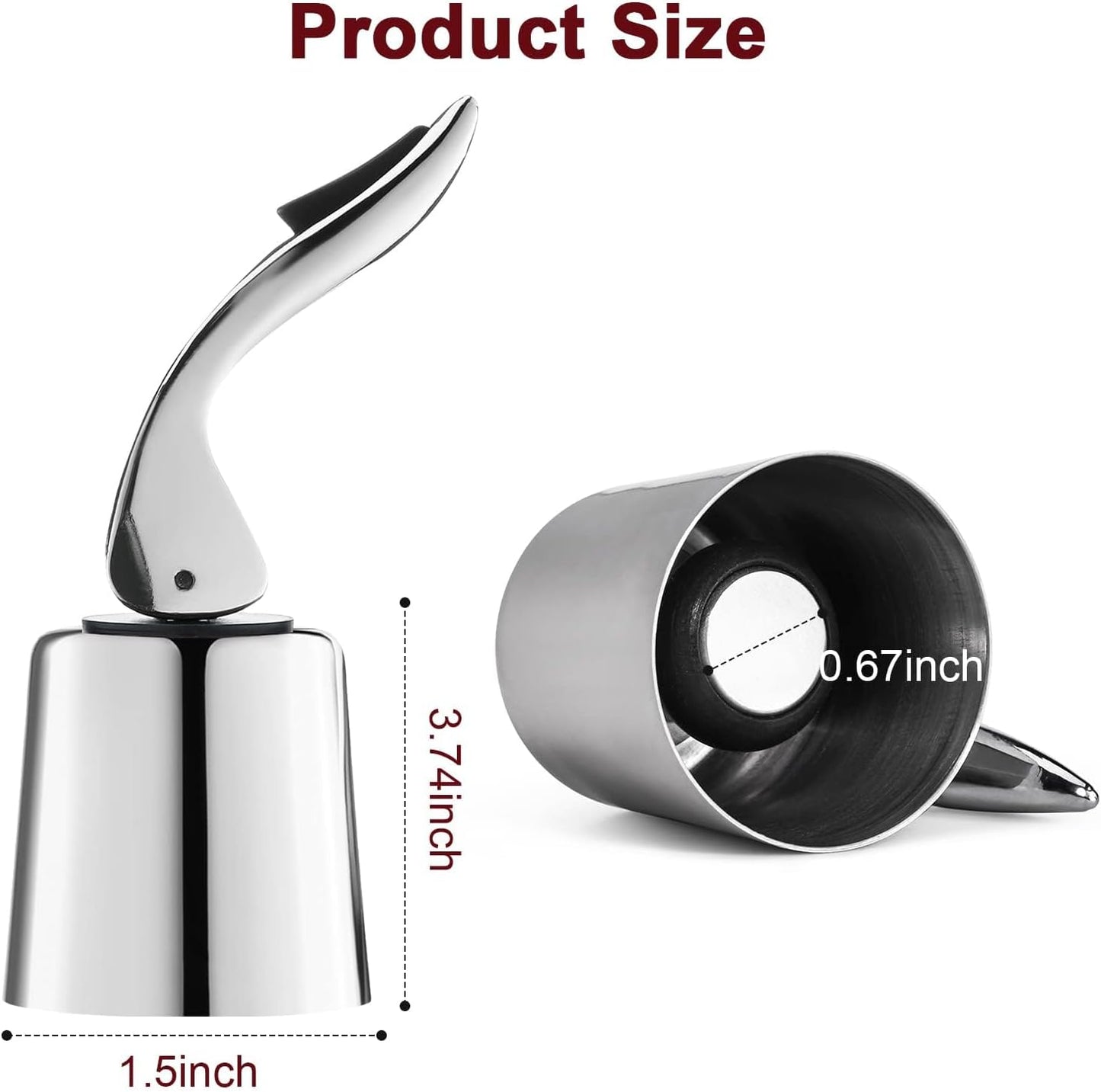 Wine Stoppers for Wine Bottles with Stainless Steel Vacuum Wine Bottle Stopper with Silicone Reusable Wine Corks, Leak proof Keep Fresh Suitable for Red&White Bottle (Silver, 3 Pack)