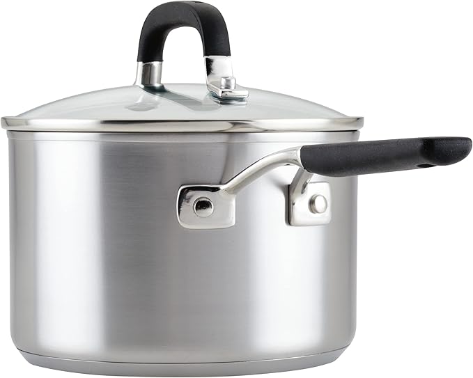 KitchenAid Induction Saucepan with Lid, 3 Quart, Brushed Stainless Steel