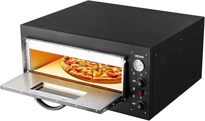 VEVOR Pizza Oven Electric, 24" Commercial Countertop Pizza Oven, 842°F Max Temp, 4200W Indoor Pizza Maker with Thermometer, Dual Temp Control Knob, Even Heat Pizza Cooker for Restaurant and Home Use