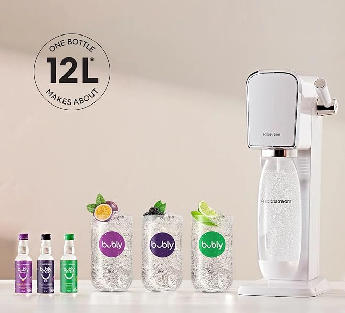 SodaStream Terra Sparkling Water Maker (White) with CO2, DWS Bottle and Bubly Drop