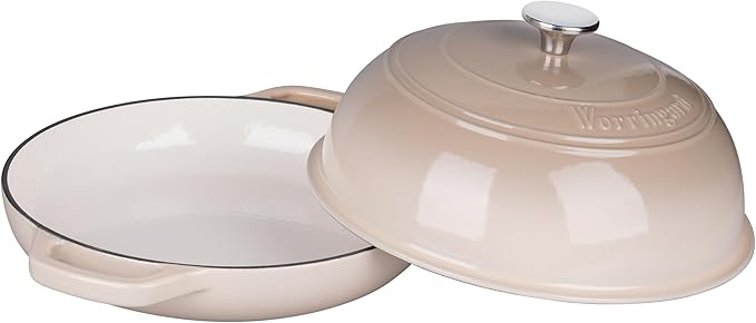 Enameled Cast Iron Dutch Oven Pot with Lid, Bread Oven for Sourdough Bread Baking, Dutch Ovens with Bread Proofing Basket& Baking Supplies Set, 6 Quart, Latte