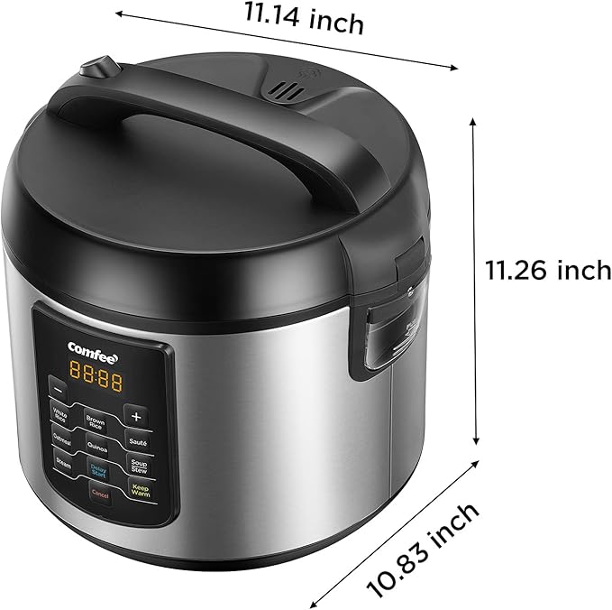 COMFEE' Rice Cooker 10 cup Uncooked/20 cup Cooked , Rice Maker, Steamer, Saute, Steamer and Warmer, 5.2 QT Large Capacity, Brown Rice, Quinoa and Oatmeal, 8 One-Touch Programs
