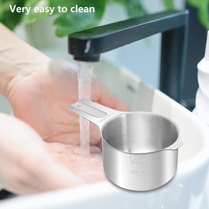 3/4 Cup (180 ml | 6 oz| 180 cc) Stainless Steel Measuring Cup, Metal Measuring Cup for Cooking & Baking