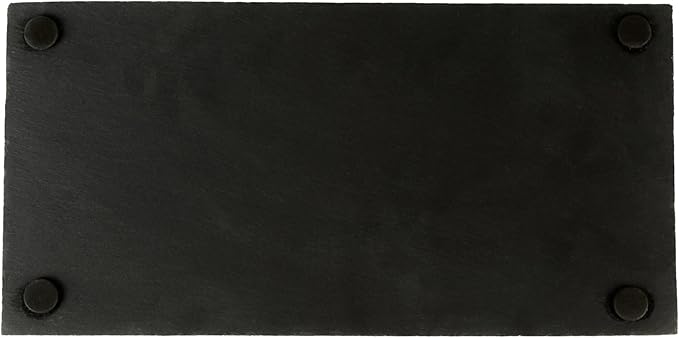 Restaurantware Slate Serving Trays 4 Pack of 11.8" x 6" Foam Feet Charcuterie Stone Plates Rustic Edges Freezable Black Serving Display Cheese Boards for Kitchen, Gourmet, Dining, Parties
