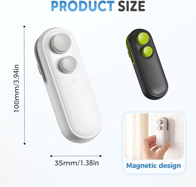 Mini Bag Sealer with Cutter and Magnet, 2026 New Portable Rechargeable Handheld Vacuum Food Sealer Bag Sealing Machine, Chip Bag Sealer for Chips Snacks Plastic Bags Fresh Storage (Black)