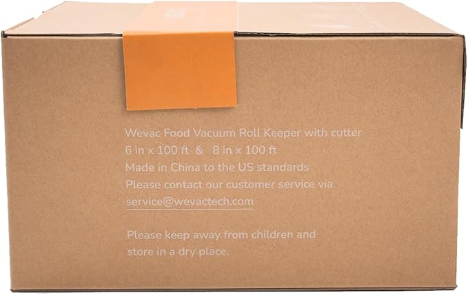 Wevac 6''x100' & 8''x100' 2 Rolls, Vacuum Seal Roll Keeper with Cutter, Ideal Vacuum Sealer Bags for Food Saver, BPA Free, Commercial Grade, Great for Storage, Meal prep and Sous Vide