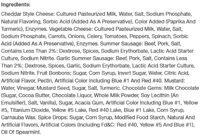 The Wisconsin Cheeseman 7-Piece Terrific Treats Assortment – Summer Sausage Meats and Cheeses Gift Basket with Mustard, Candies, and Charcuterie Snacks – Holiday Gift for Adults, Women, and Men