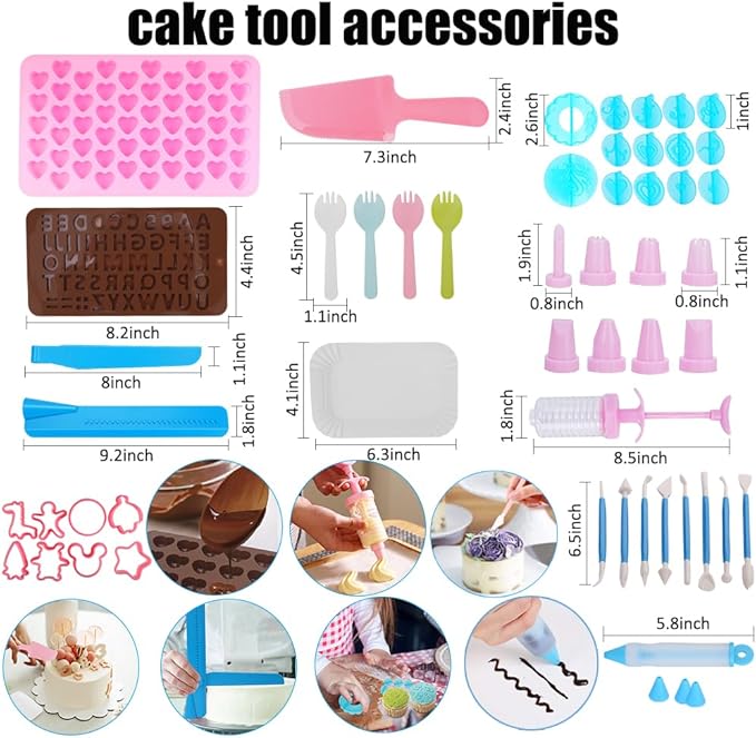 Cake Decorating Kit, 672 Pcs Cake Decorating Supplies With Cake Carrier Holder Springform Pan Sets 3-Layer Toolbox Organizer Icing Piping Nozzles Cake Rotating Turntabl Baking Supplies Set Tools