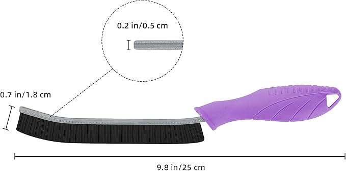 Hard Bristle Crevice Cleaning Brush - Cleaning Supplies - Grout Cleaning Brushes for Household Use - Crevice Cleaning Tool for Bathroom, Home and Kitchen (3, Purple)
