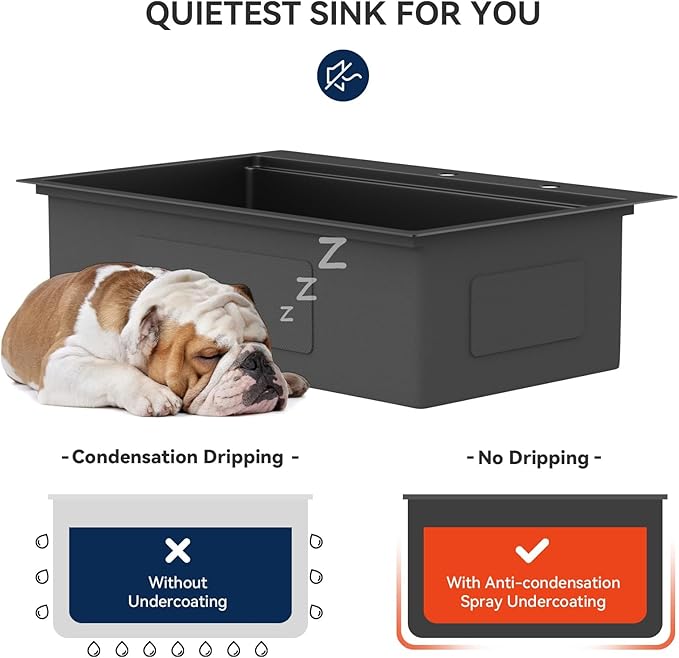 Lordear 33 Drop In Kitchen Sink Matte Black - 33X22 Inch Drop In Sinks Ledge Workstation Black 16 Gauge Stainless Steel Single Bowl Topmount Kitchen Sink Basin with Built- in Accessories